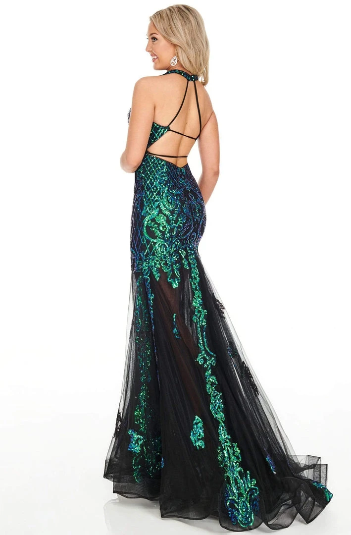 Formal Gowns Rachel Allan Prom - 7035 Sequined Plunging Halter Trumpet Dress 4 Formal Gowns Rachel Allan Prom - 7035 Sequined Plunging Halter Trumpet Dress