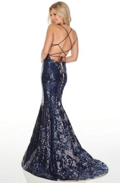 Rachel Allan Prom - 7038 Metallic Sequined Trumpet Dress Formal Gowns 13 Rachel Allan Prom - 7038 Metallic Sequined Trumpet Dress Formal Gowns