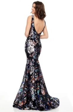 Rachel Allan Prom - 7045 Embellished Deep V-Neck Trumpet Dress 6 Rachel Allan Prom - 7045 Embellished Deep V-Neck Trumpet Dress