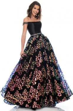 Rachel Allan Prom - 7046 Off Shoulder Bodice Sequined A-Line Gown Formal Gowns 8 Rachel Allan Prom - 7046 Off Shoulder Bodice Sequined A-Line Gown Formal Gowns