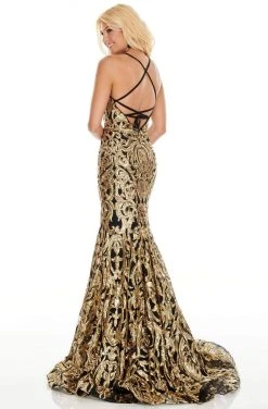 Formal Gowns Rachel Allan Prom - 7052 Scoop Patterned Sequin Trumpet Dress 7 Formal Gowns Rachel Allan Prom - 7052 Scoop Patterned Sequin Trumpet Dress