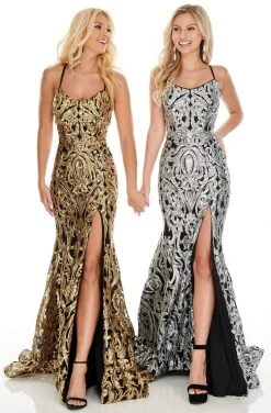 Formal Gowns Rachel Allan Prom - 7052 Scoop Patterned Sequin Trumpet Dress 8 Formal Gowns Rachel Allan Prom - 7052 Scoop Patterned Sequin Trumpet Dress