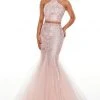 Rachel Allan Prom - 7057 Two Piece Embroidered Halter Mermaid Dress