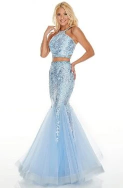 Rachel Allan Prom - 7057 Two Piece Embroidered Halter Mermaid Dress 14 Rachel Allan Prom - 7057 Two Piece Embroidered Halter Mermaid Dress