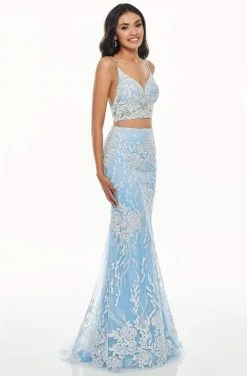 Rachel Allan Prom - 7072 Two Piece Sequined V-Neck Trumpet Dress Formal Gowns