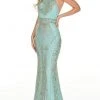 Rachel Allan Prom - 7077 Beaded High Halter Trumpet Dress Formal Gowns
