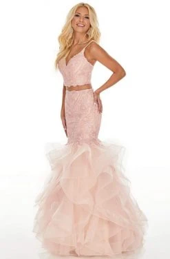 Formal Gowns Rachel Allan Prom - 7083 Two Piece Beaded Tulle Mermaid Dress
