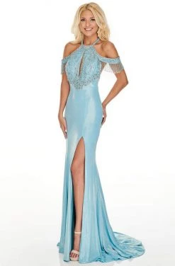 Formal Gowns Rachel Allan Prom - 7091 Beaded Halter Jersey Trumpet Dress