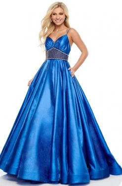 Rachel Allan Prom - 7094 Spaghetti Strap Rhinestone Studded Long Gown Formal Gowns