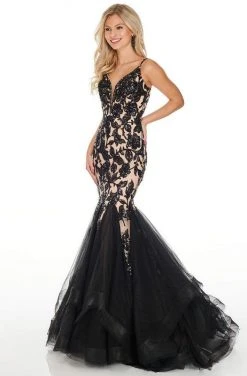Rachel Allan Prom - 7096 Sequined Plunging V-Neck Mermaid Dress
