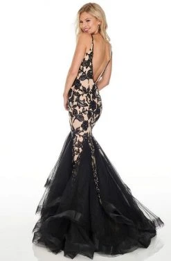 Rachel Allan Prom - 7096 Sequined Plunging V-Neck Mermaid Dress