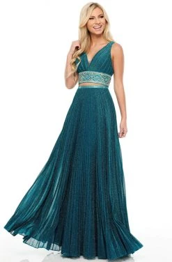 Rachel Allan Prom - 7099 Two Piece Shimmer Beaded A-Line Dress Formal Gowns