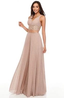 Rachel Allan Prom - 7099 Two Piece Shimmer Beaded A-Line Dress Formal Gowns