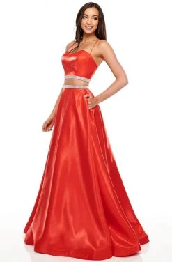 Formal Gowns Rachel Allan Prom - 7106 Two Piece Beaded Satin A-Line Dress
