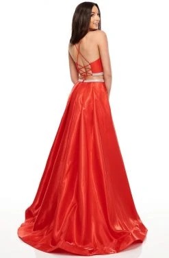 Formal Gowns Rachel Allan Prom - 7106 Two Piece Beaded Satin A-Line Dress