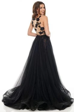 Rachel Allan Prom - 7130 Sexy V-Neck Sequin Sheer Back A-Line Dress