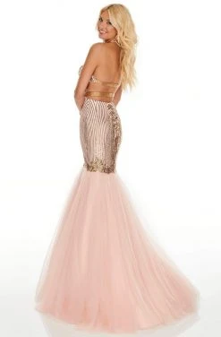 Rachel Allan Prom - 7142 Embellished Halter Tulle Mermaid Dress Formal Gowns