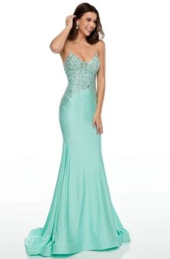 Rachel Allan Prom - 7144 Beaded V-Neck Jersey Mermaid Dress