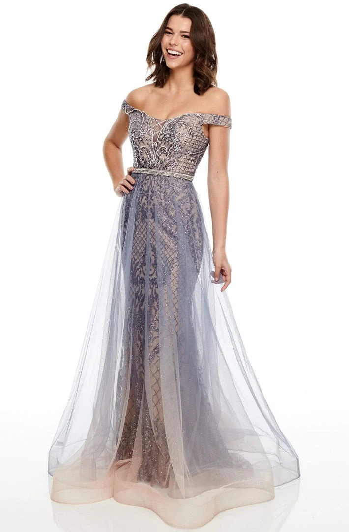 Rachel Allan Prom - 7164 Off-Shoulder Bedazzled Sheath Dress 3 Rachel Allan Prom - 7164 Off-Shoulder Bedazzled Sheath Dress