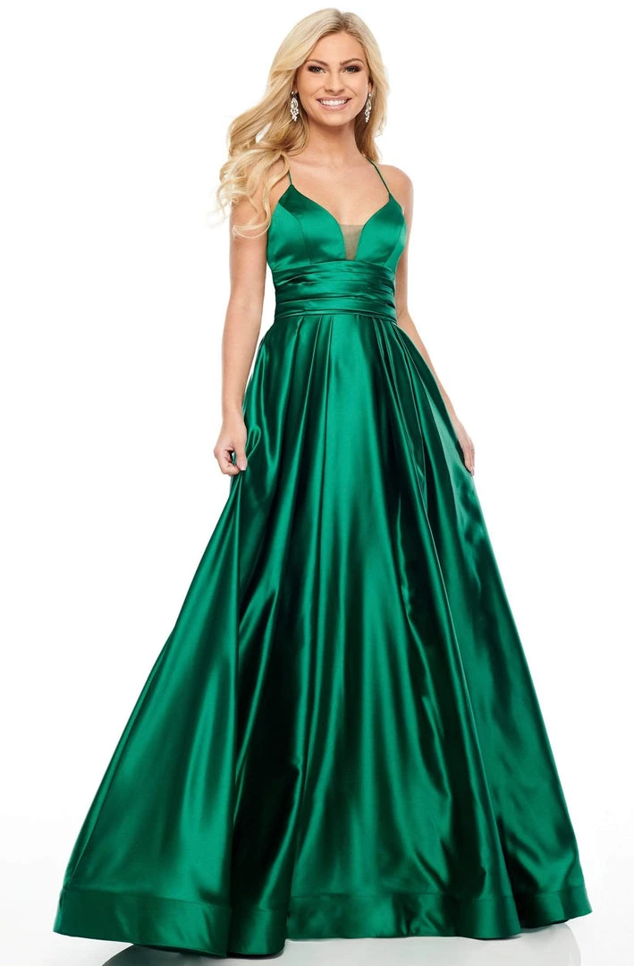 Rachel Allan Prom - 7178 V Neck Strappy Back Satin A-Line Prom Dress 3 Rachel Allan Prom - 7178 V Neck Strappy Back Satin A-Line Prom Dress
