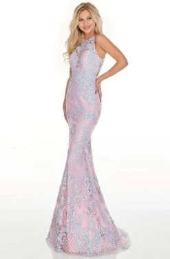 Rachel Allan Prom - 7194 Sequined Halter Neck Trumpet Dress