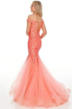 Formal Gowns Rachel Allan Prom - 7199 Sequined Off-Shoulder Mermaid Dress