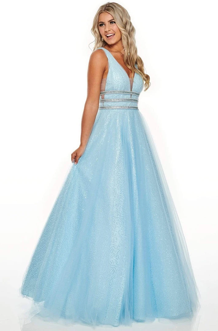 Formal Gowns Rachel Allan Prom - 7201 Plunging Bead-Banded Midriff Tulle Gown 5 Formal Gowns Rachel Allan Prom - 7201 Plunging Bead-Banded Midriff Tulle Gown
