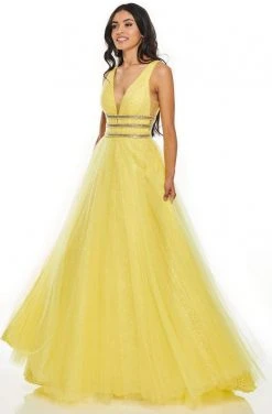 Formal Gowns Rachel Allan Prom - 7201 Plunging Bead-Banded Midriff Tulle Gown 9 Formal Gowns Rachel Allan Prom - 7201 Plunging Bead-Banded Midriff Tulle Gown