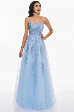 Rachel Allan Prom - 7207 Beaded Lace Applique Corset Gown