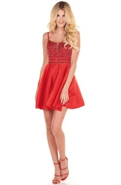 Cocktail Dresses Rachel Allan Shorts - 4013 Beaded A-Line Strappy Back Dress