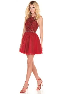 Rachel Allan Shorts - 4054 Halter Embellished Bodice A-Line Dress