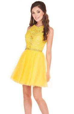 Rachel Allan Shorts - 4054 Halter Embellished Bodice A-Line Dress