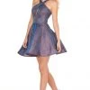 Rachel Allan Shorts - 4102 Halter Shimmer A-Line Mini Dress 1 Rachel Allan Shorts - 4102 Halter Shimmer A-Line Mini Dress