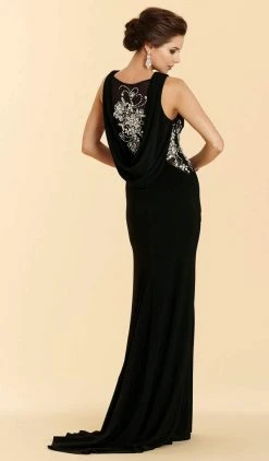 Rina Di Montella - Bejeweled Bateau Jersey Sheath Dress RD2029