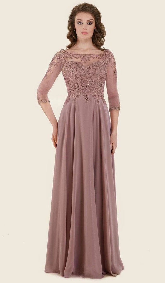 Formal Gowns Rina Di Montella - RD2606 Beaded Lace Bateau Chiffon A-line Gown 3 Formal Gowns Rina Di Montella - RD2606 Beaded Lace Bateau Chiffon A-line Gown