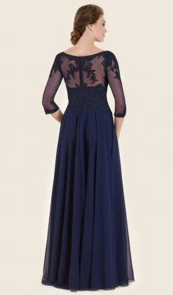 Formal Gowns Rina Di Montella - RD2606 Beaded Lace Bateau Chiffon A-line Gown