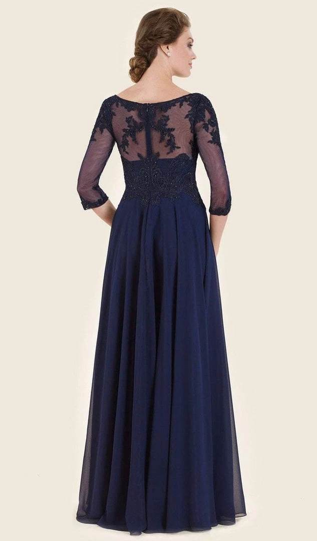 Formal Gowns Rina Di Montella - RD2606 Beaded Lace Bateau Chiffon A-line Gown 4 Formal Gowns Rina Di Montella - RD2606 Beaded Lace Bateau Chiffon A-line Gown