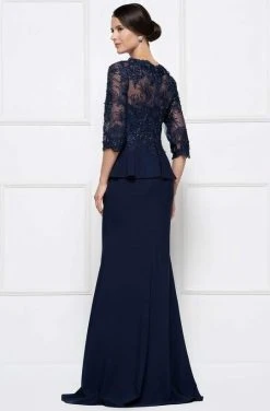 Formal Gowns Rina Di Montella - RD2685 Lace Embroidered V-neck Bodice Sheath Dress With Slit 7 Formal Gowns Rina Di Montella - RD2685 Lace Embroidered V-neck Bodice Sheath Dress With Slit