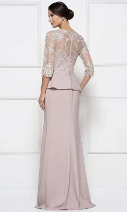 Formal Gowns Rina Di Montella - RD2685 Lace Embroidered V-neck Bodice Sheath Dress With Slit 9 Formal Gowns Rina Di Montella - RD2685 Lace Embroidered V-neck Bodice Sheath Dress With Slit