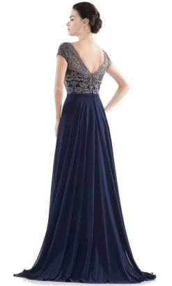 Formal Gowns Rina Di Montella - Sheer Neck Embroidered Bodice Chiffon Gown RD2719 - 3 Pcs Taupe In Sizes 6, 8 And 10 Available