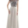Formal Gowns Rina Di Montella - Sheer Neck Embroidered Bodice Chiffon Gown RD2719 - 3 Pcs Taupe In Sizes 6, 8 And 10 Available