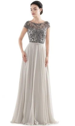 Formal Gowns Rina Di Montella - Sheer Neck Embroidered Bodice Chiffon Gown RD2719 - 3 Pcs Taupe In Sizes 6, 8 And 10 Available