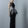Formal Gowns Saiid Kobeisy - 3378 Floral Applique Sheer Bateau Column Dress