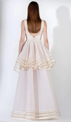 Formal Gowns Saiid Kobeisy - 3404 Plunging V-Neck Asymmetrical Hemmed A-Line Gown