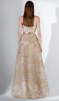 Saiid Kobeisy - 3412 Embroidered Strapless High Low Evening Gown