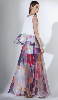 Saiid Kobeisy - 3422 Multi-Colored Tulle Organdy A-line Dress Formal Gowns