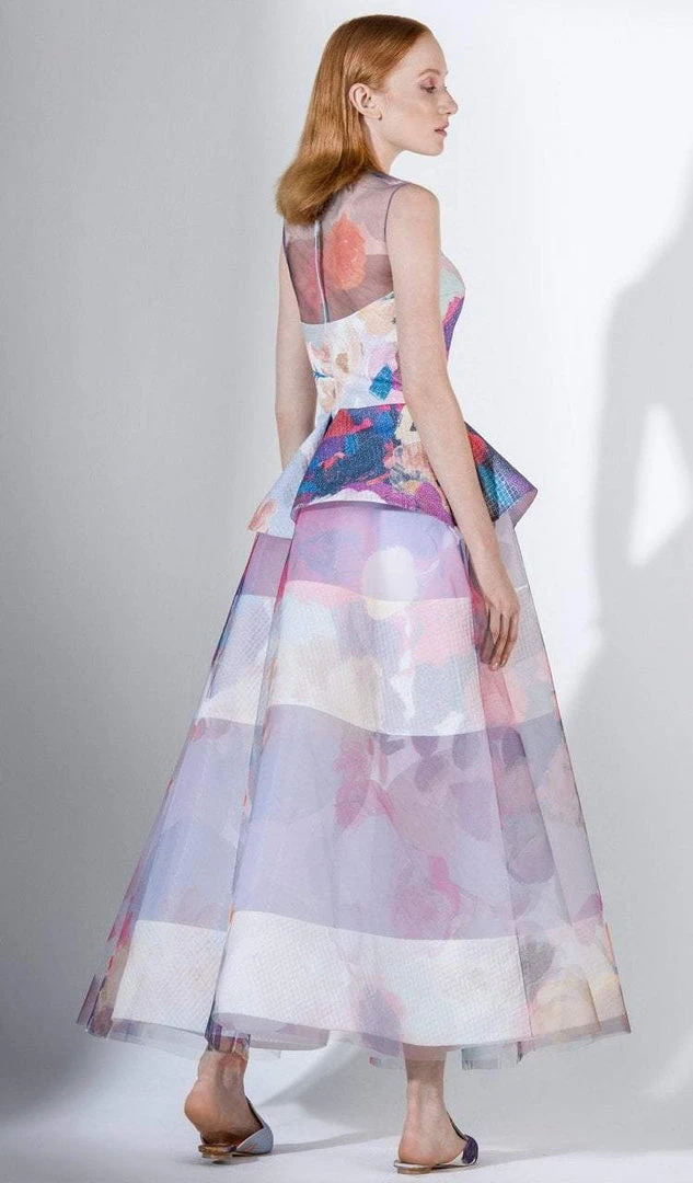Saiid Kobeisy - 3426 Multi-Colored Brocade And Tulle A-line Dress Formal Gowns 4 Saiid Kobeisy - 3426 Multi-Colored Brocade And Tulle A-line Dress Formal Gowns