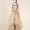 Saiid Kobeisy - RE3577 Embroidered Bateau Brocade High Low Aline Dress