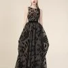 Saiid Kobeisy - RE3583 Sleeveless Bateau Tulle Brode A-line Dress Formal Gowns
