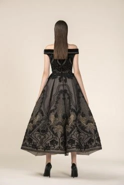 Formal Gowns Saiid Kobeisy - RE3584 Embroidered Tulle Brode Bateau A-line Dress